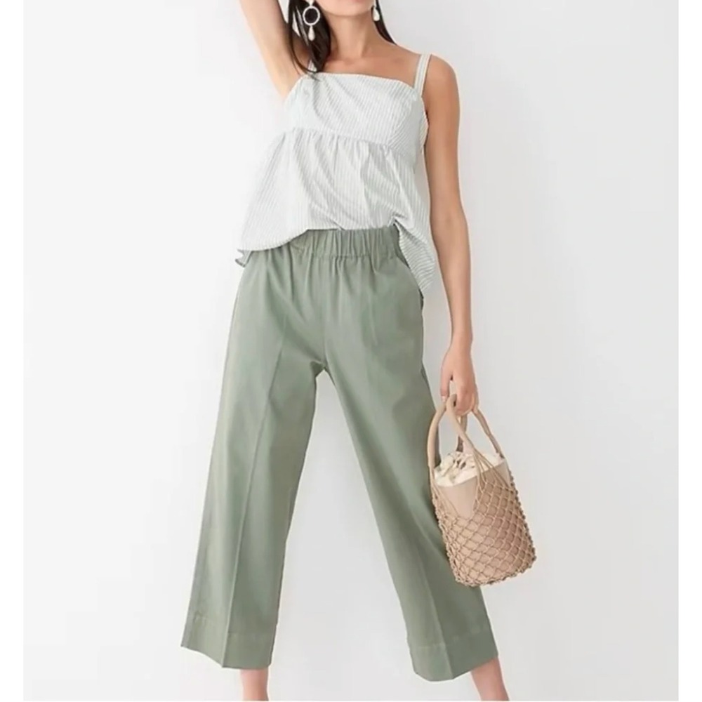 J. Crew Womens Astrid Wide Leg Chino Pant Size S Green Pale Cypress Pull On